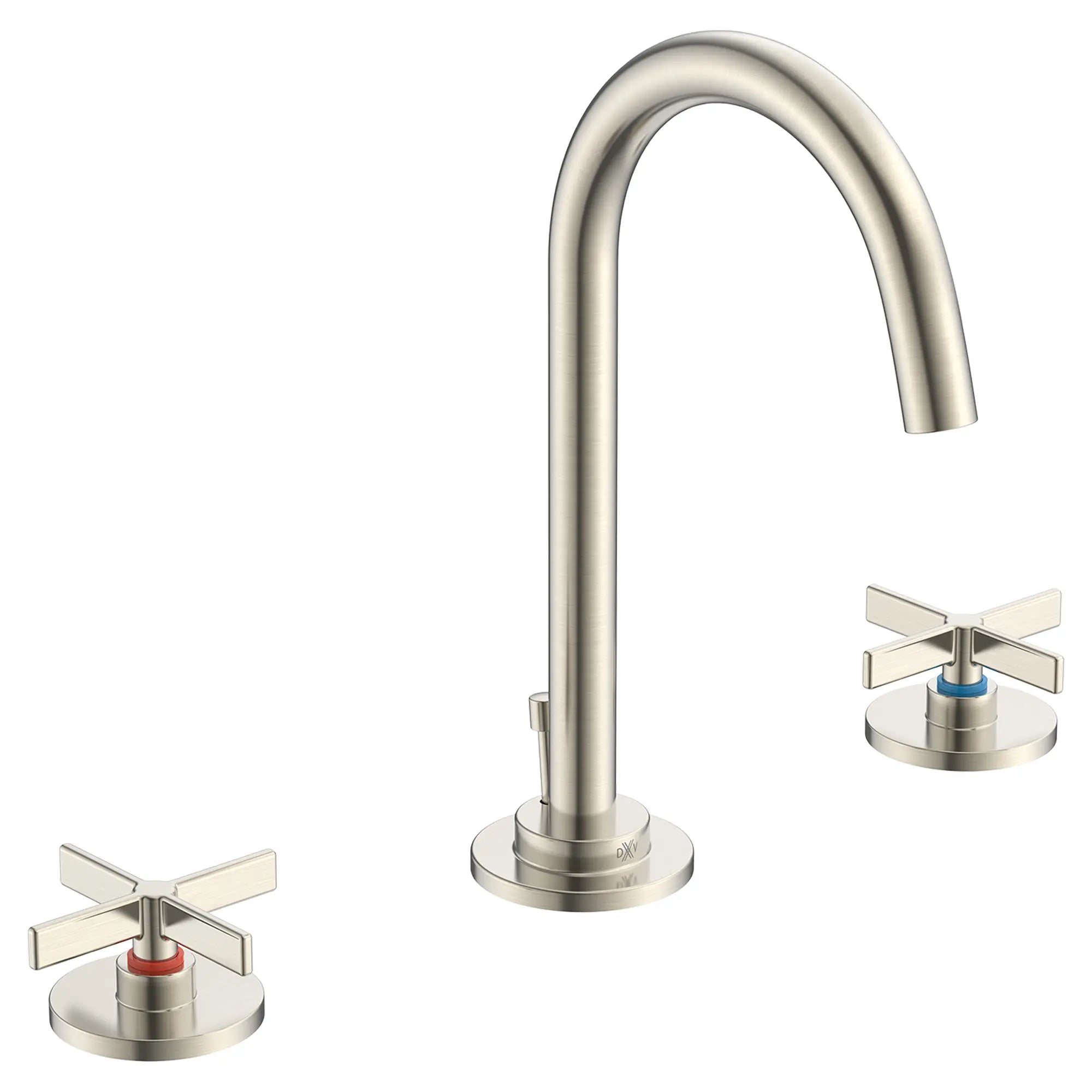 Robinet de lavabo espacé à 2 poignées Percy avec Indicateurs rouge et bleu sur les poignées en croix // NICKEL BROSSÉ // 94268_D35105840RB.144_CDNwebp.webp