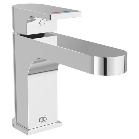 Robinet de lavabo à monocommande Equility avec indicateurs rouge et bleu sur la poignée