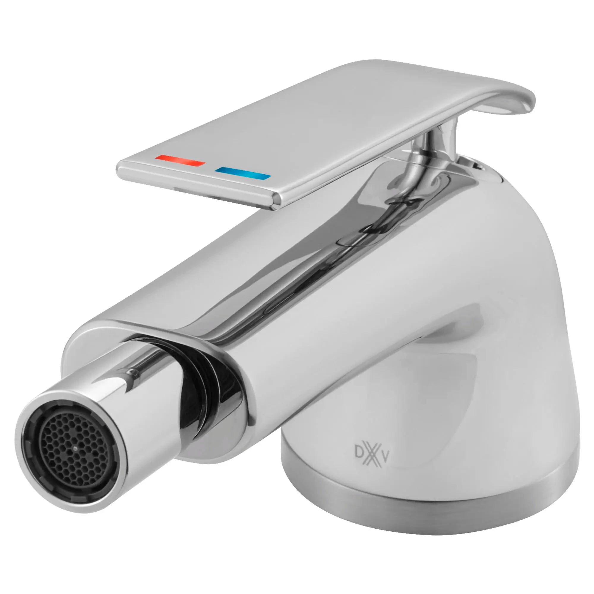 Robinet pour bidet DXV Modulus avec indicateurs rouge et bleu sur la poignée // CHROME POLI // 95075_D35120012RB100_1_CDNwebp.webp