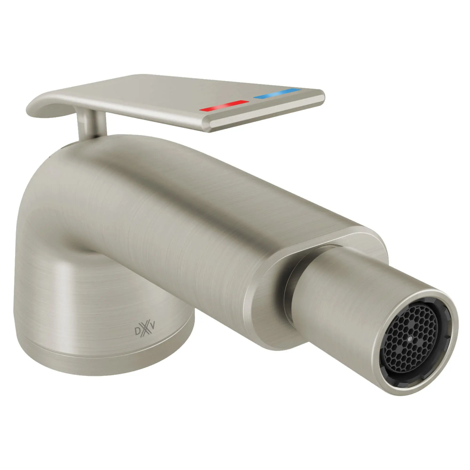 Robinet pour bidet DXV Modulus avec indicateurs rouge et bleu sur la poignée // NICKEL BROSSÉ // 95108_D35120012RB144_2_CDNwebp.webp