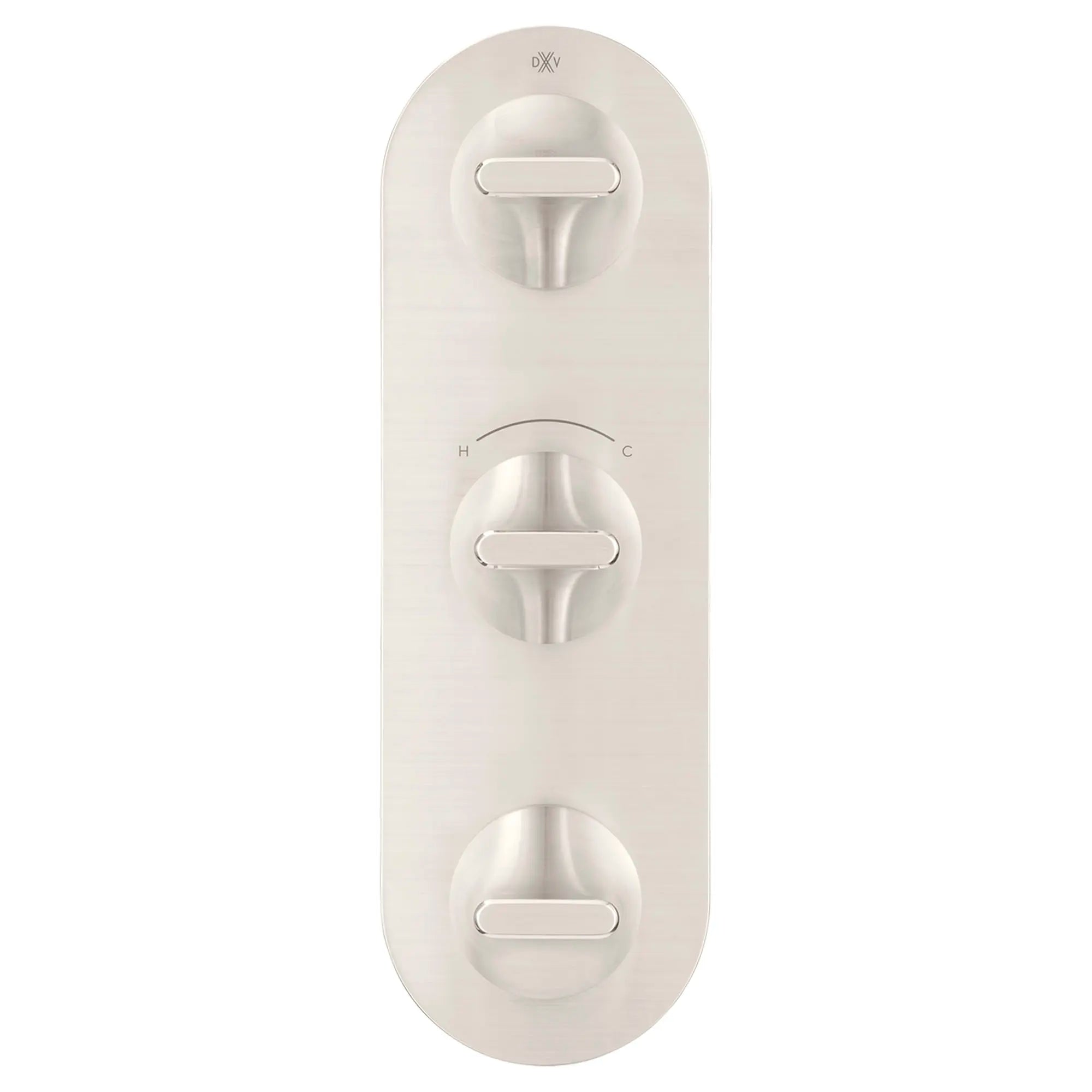 Garniture pour robinet thermostatique à trois poignées DXV Modulus // NICKEL BROSSÉ // 95343_D35120537144_CDNwebp.webp