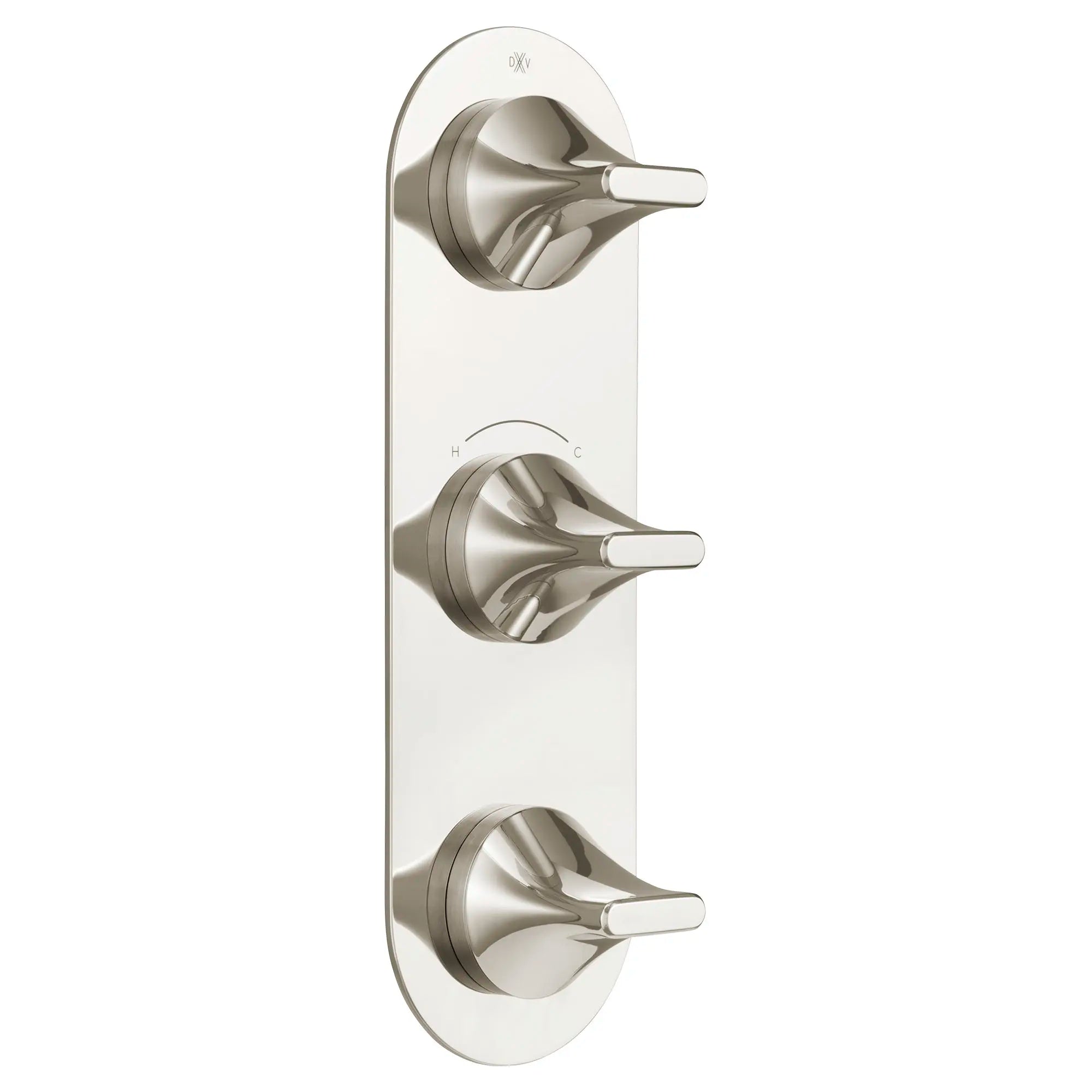 Garniture pour robinet thermostatique à trois poignées DXV Modulus // PLATINUM NICKEL // 95353_D35120537150_1_CDNwebp.webp