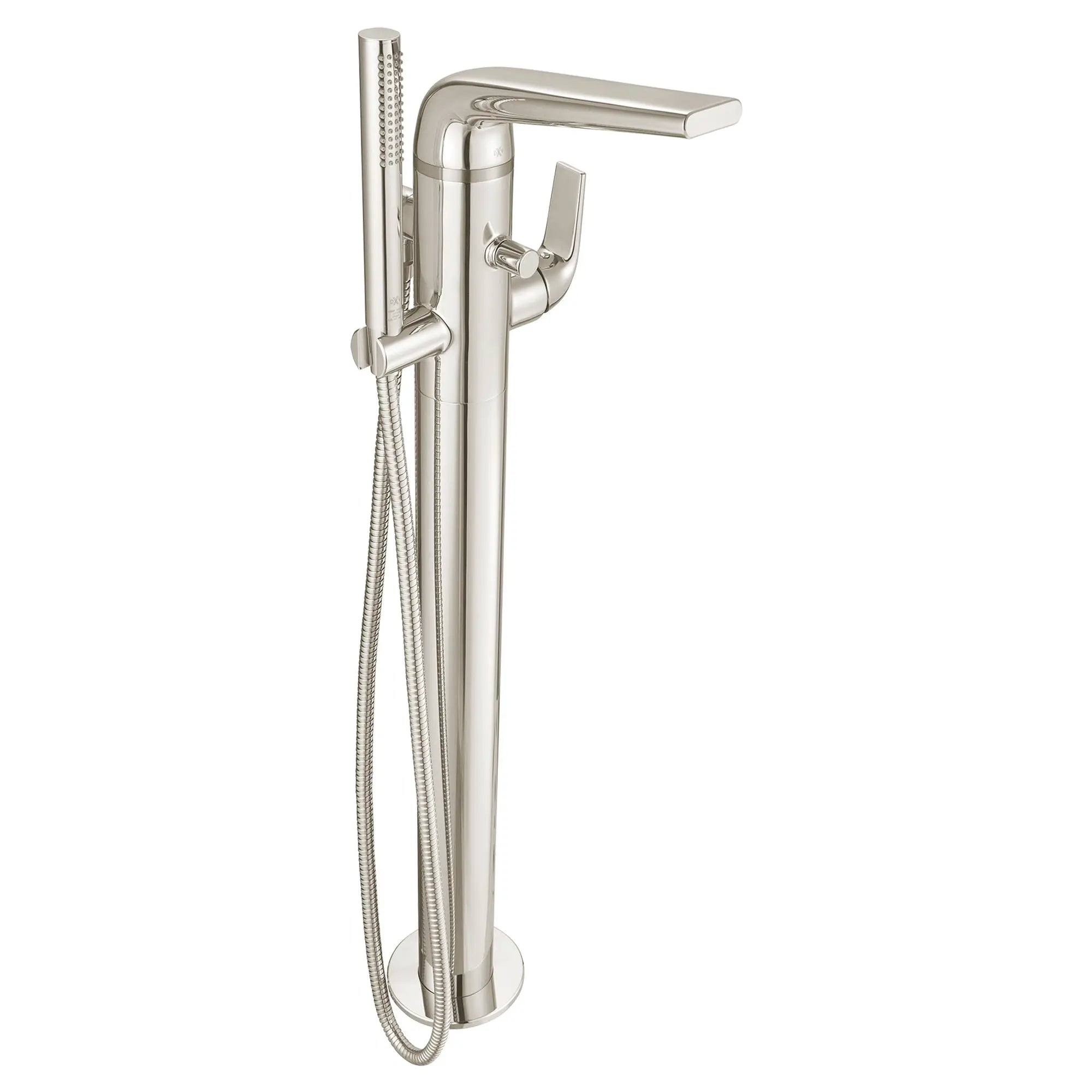 Robinet de bain à installation au plancher DXV Modulus avec à douchette et poignées à levier // PLATINUM NICKEL // 95463_D35120951150_CDNwebp.webp