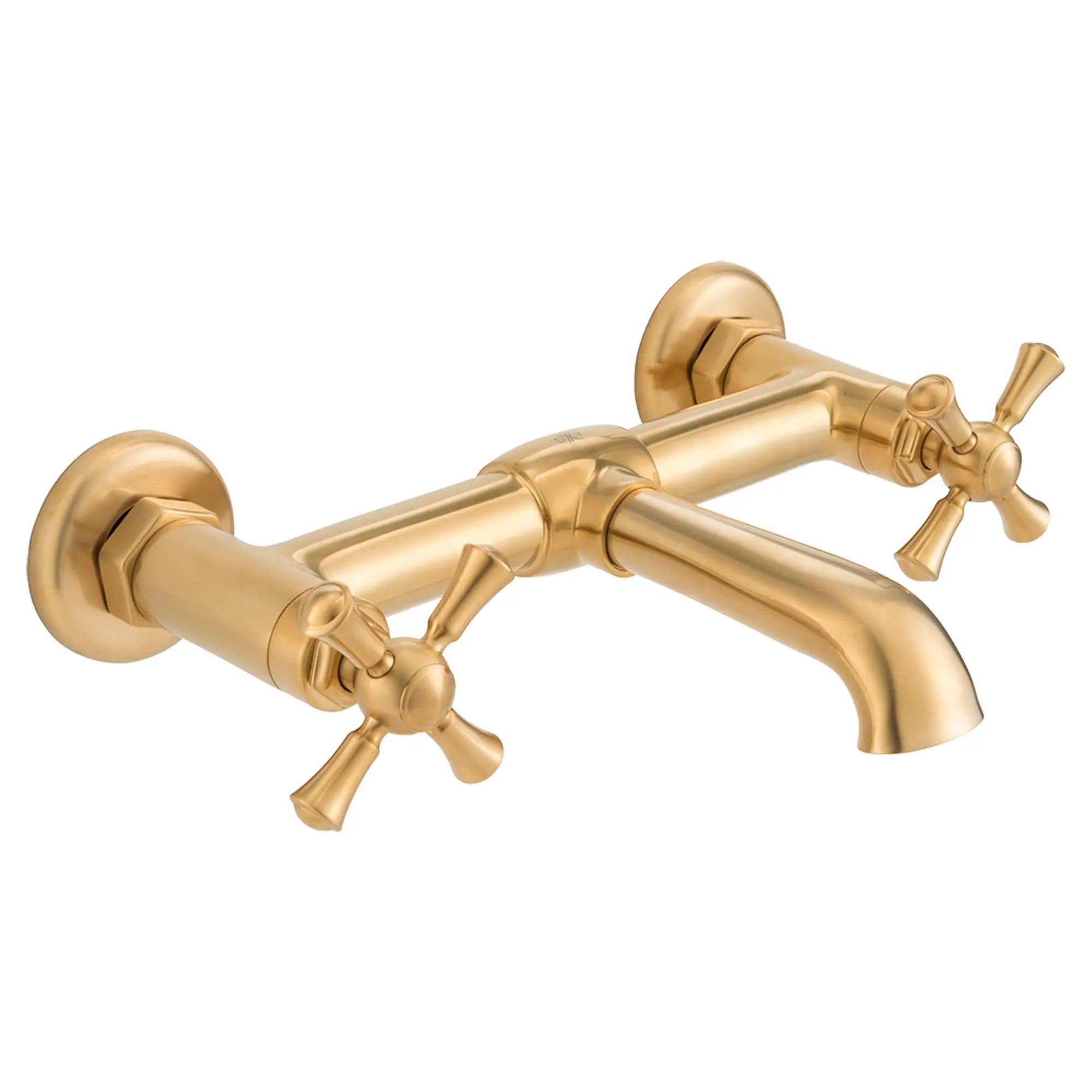 Robinet mural de lavabo espacé à 2 poignées Oak Hill avec poignées en croix // SATIN BRASS // 95728_D35155470427_1_CDNwebp.webp