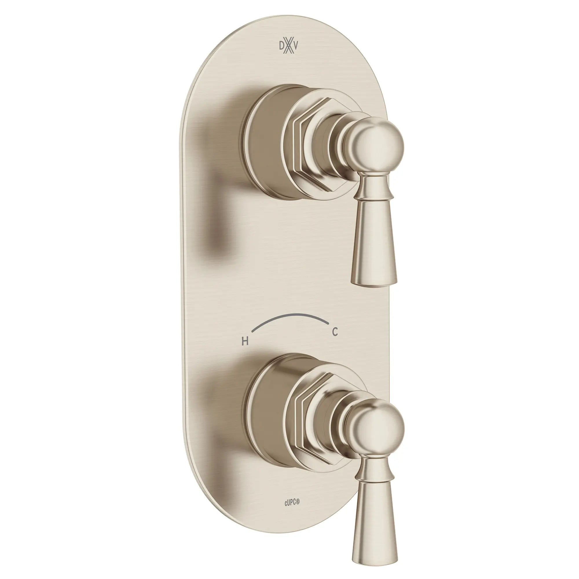Garniture pour robinet thermostatique à deux poignées Oak Hill avec poignées à levier // NICKEL BROSSÉ // 95760_D35155527.144_1_CDNwebp.webp
