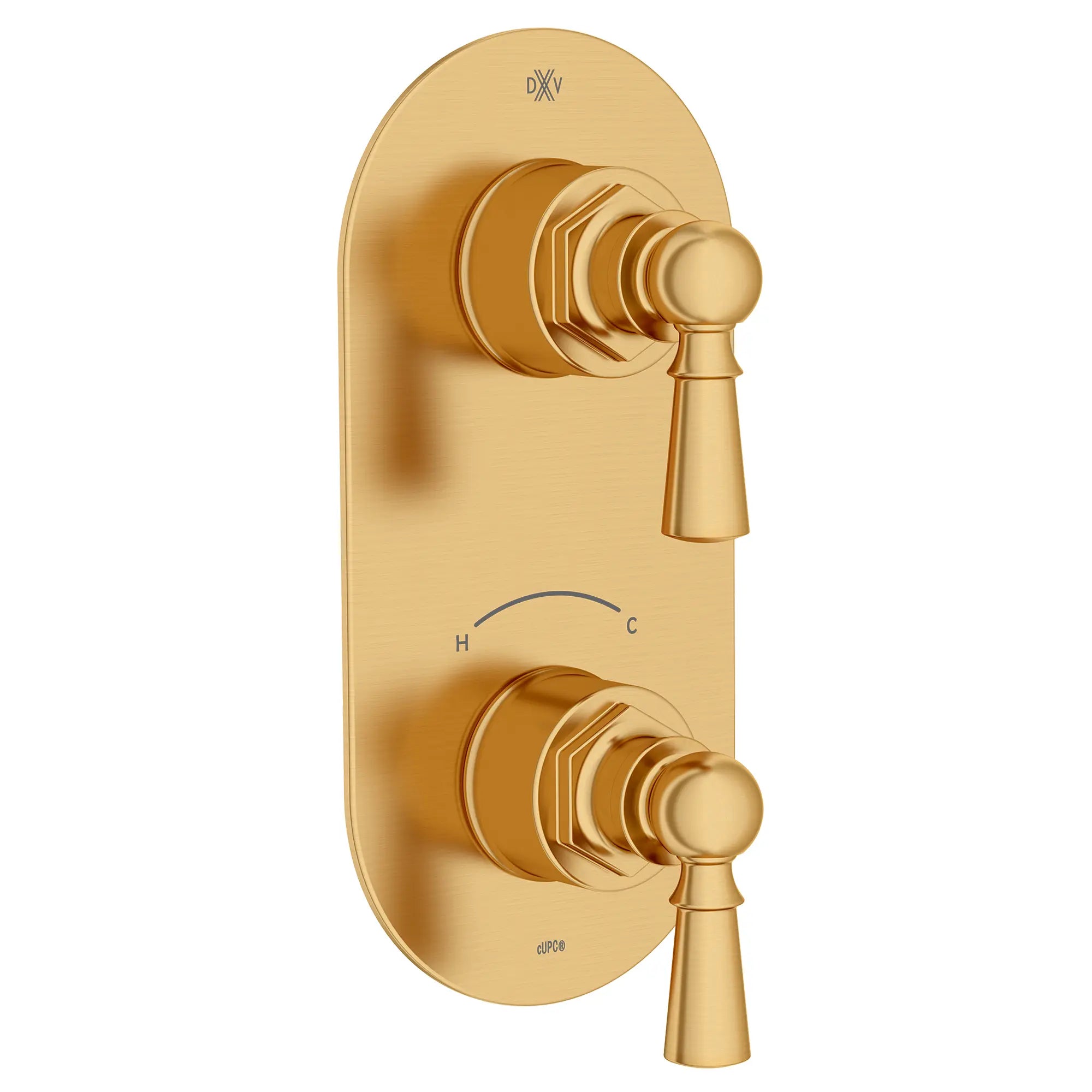 Garniture pour robinet thermostatique à deux poignées Oak Hill avec poignées à levier // SATIN BRASS // 95769_D35155527.427_1_CDNwebp.webp