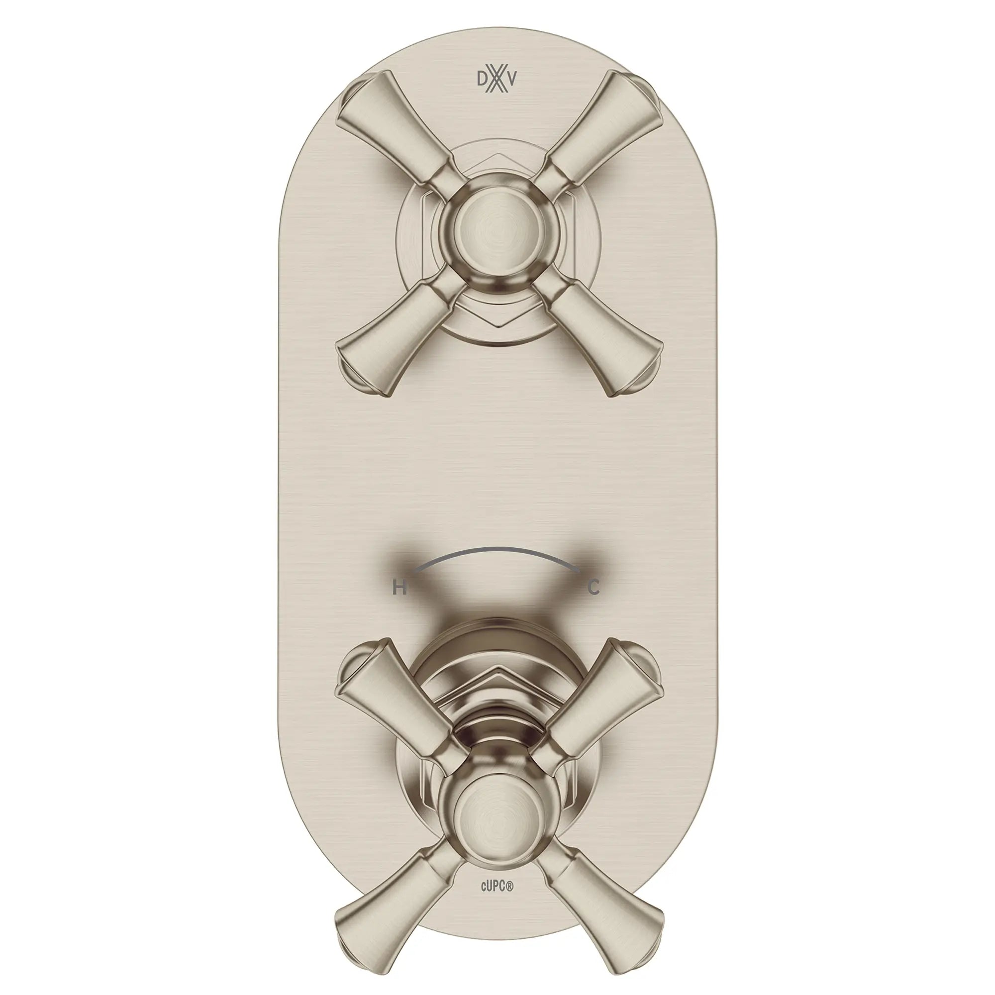 Garniture pour robinet thermostatique à deux poignées Oak Hill avec poignées en croix // NICKEL BROSSÉ // 95779_D35155528.144_CDNwebp.webp