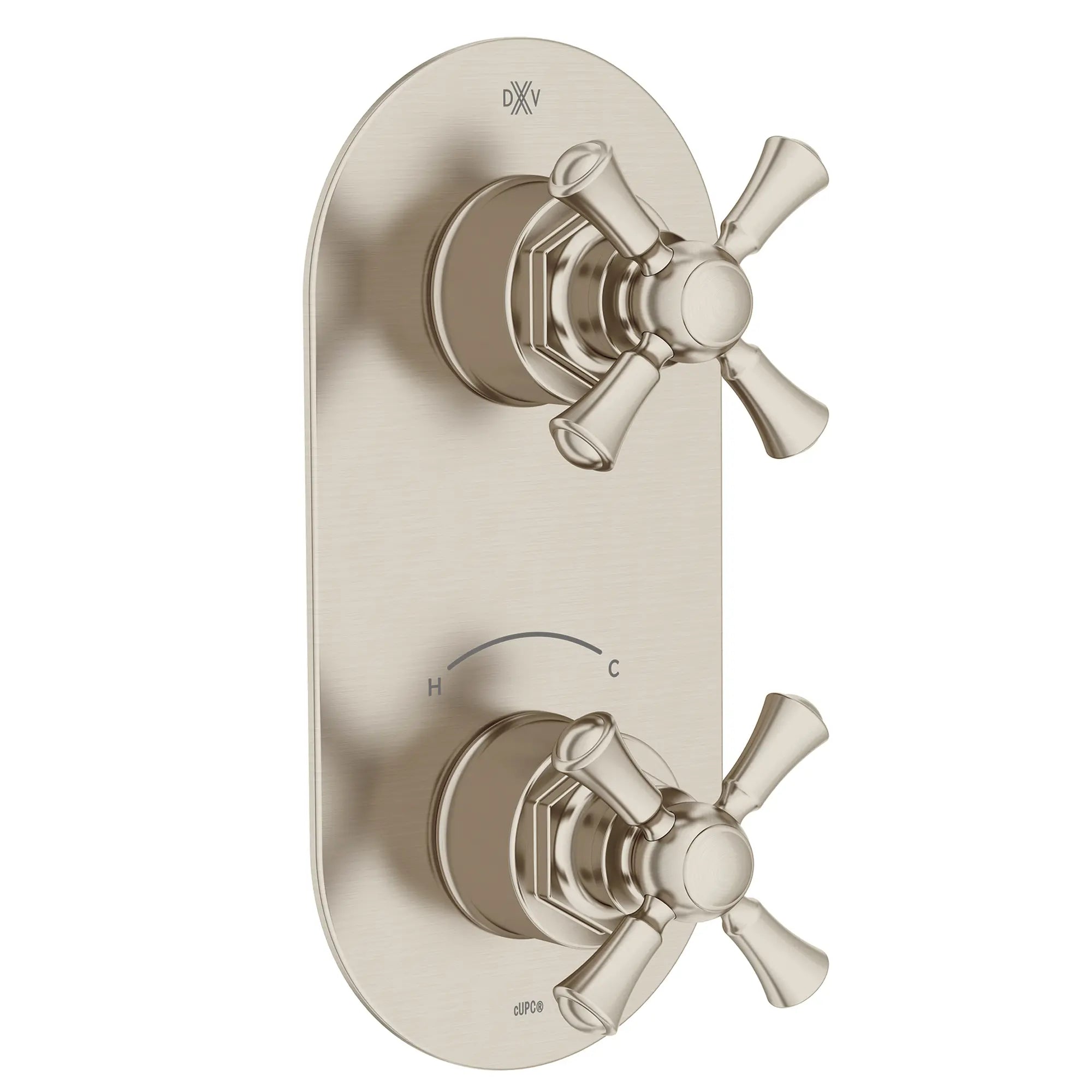 Garniture pour robinet thermostatique à deux poignées Oak Hill avec poignées en croix // NICKEL BROSSÉ // 95780_D35155528.144_1_CDNwebp.webp