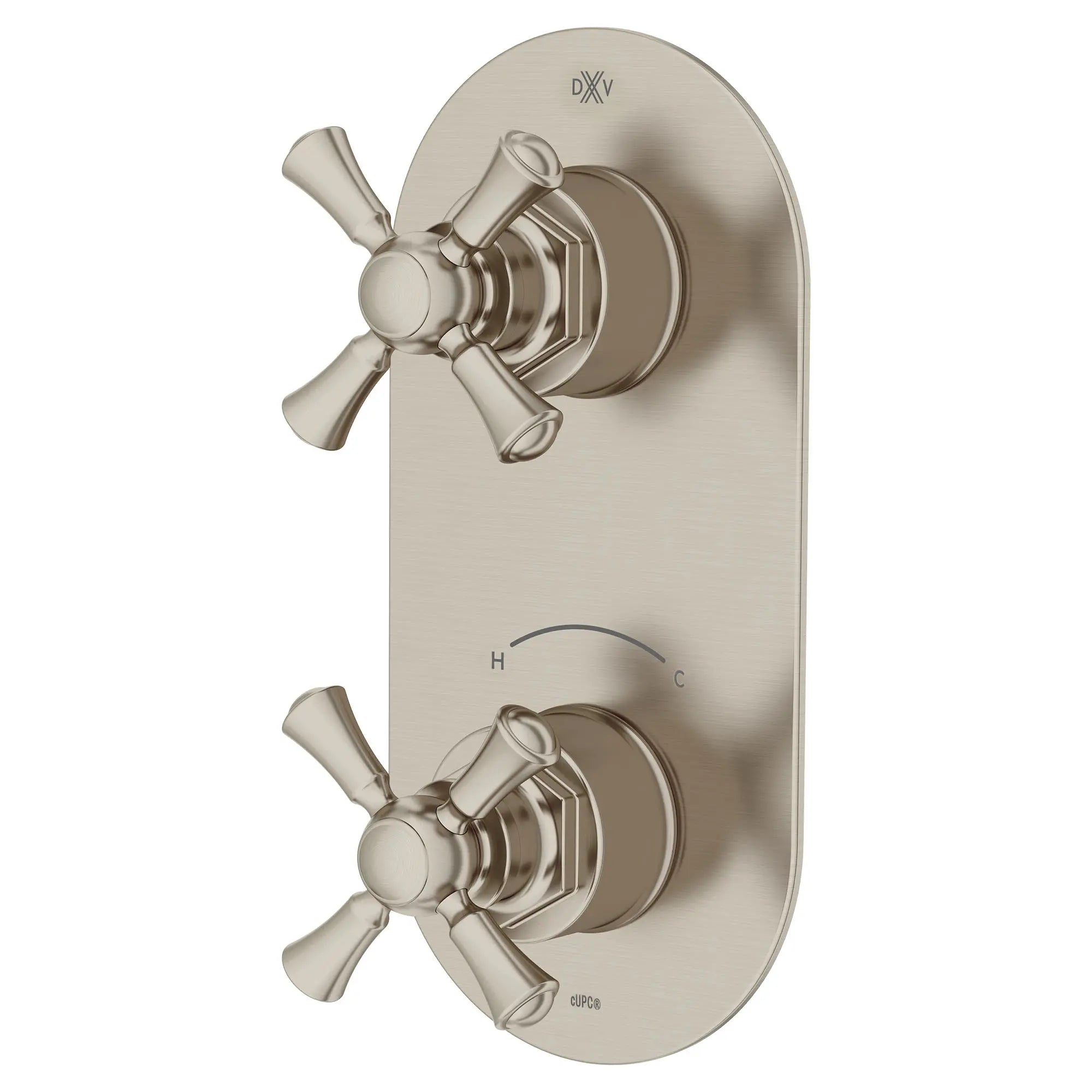 Garniture pour robinet thermostatique à deux poignées Oak Hill avec poignées en croix // NICKEL BROSSÉ // 95781_D35155528.144_2_CDNwebp.webp