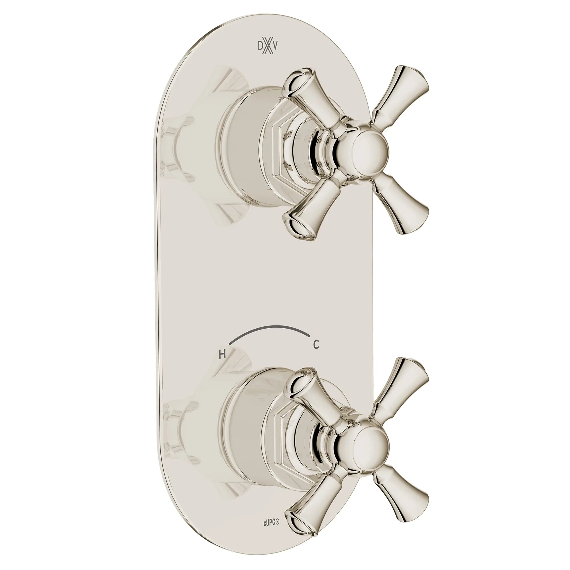 Garniture pour robinet thermostatique à deux poignées Oak Hill avec poignées en croix // PLATINUM NICKEL // 95784_D35155528.150_1_CDNwebp.webp
