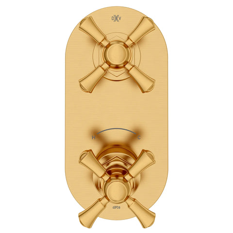 Garniture pour robinet thermostatique à deux poignées Oak Hill avec poignées en croix