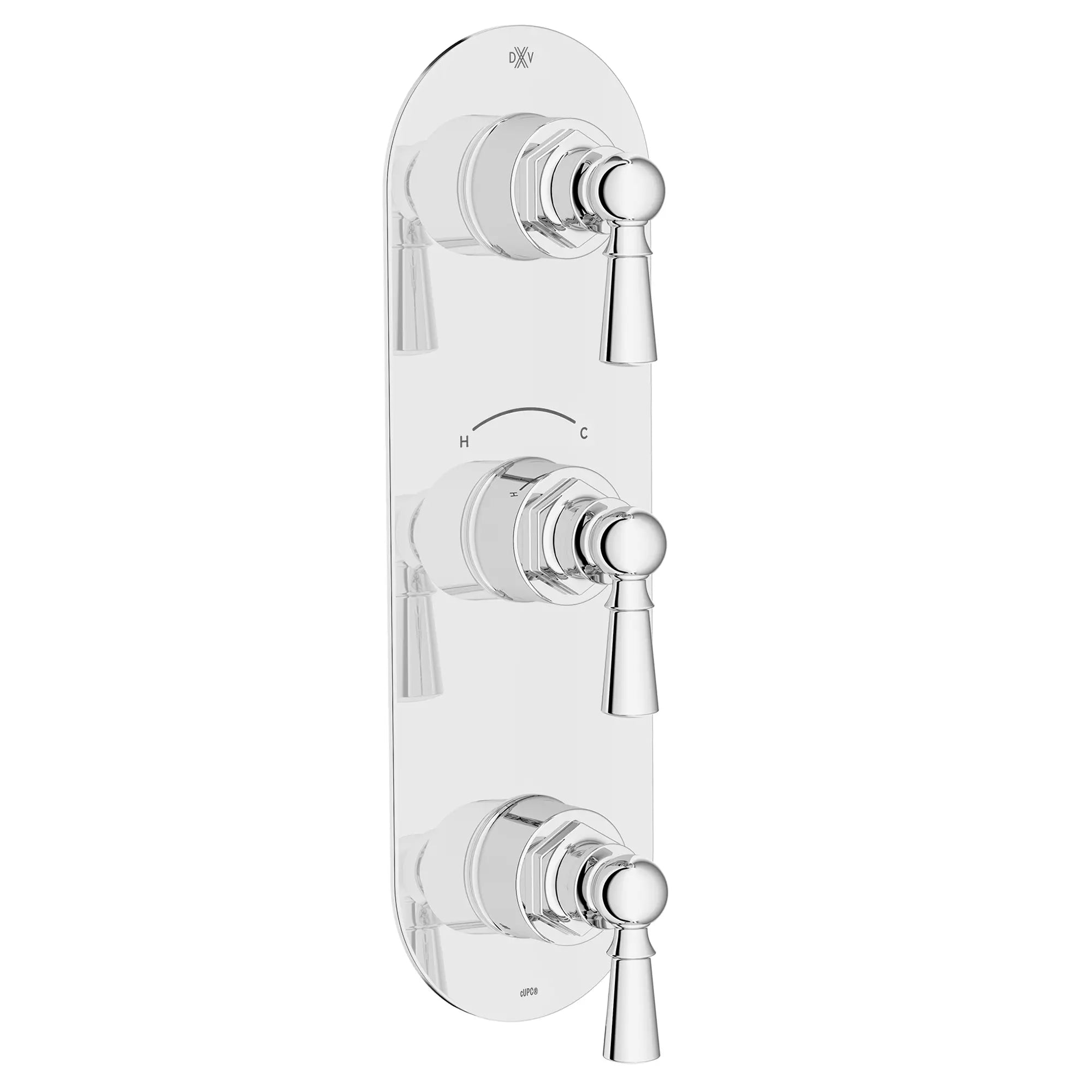 Garniture pour robinet thermostatique à trois poignées Oak Hill avec poignées à levier // CHROME POLI // 95794_D35155537.100_1_CDNwebp.webp