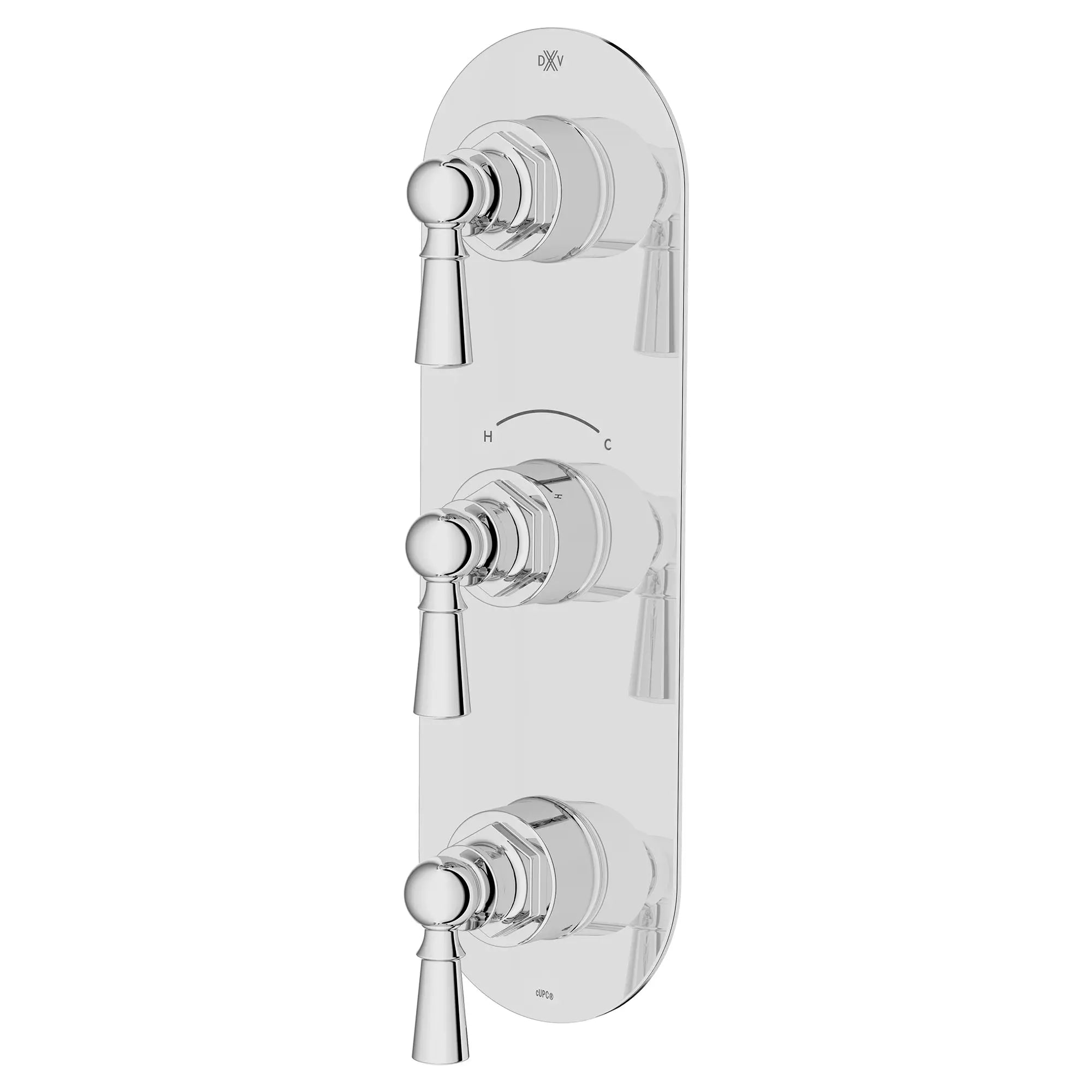 Garniture pour robinet thermostatique à trois poignées Oak Hill avec poignées à levier // CHROME POLI // 95797_D35155537.100_2_CDNwebp.webp