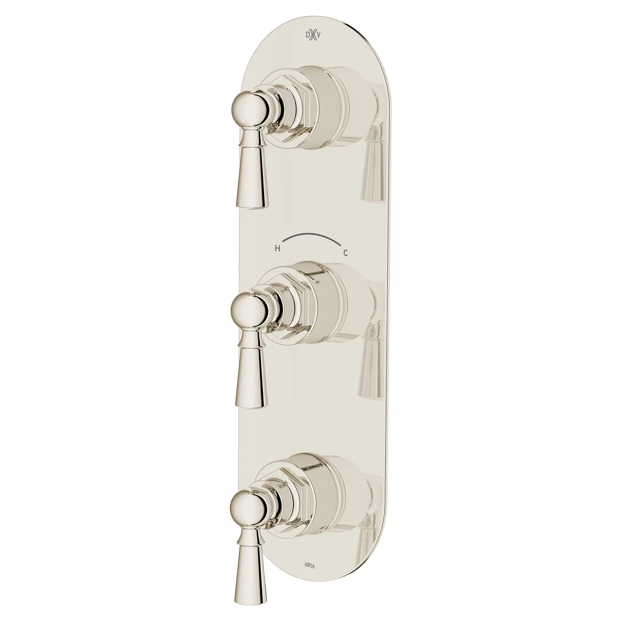 Garniture pour robinet thermostatique à trois poignées Oak Hill avec poignées à levier // PLATINUM NICKEL // 95807_D35155537.150_2_CDNwebp.webp