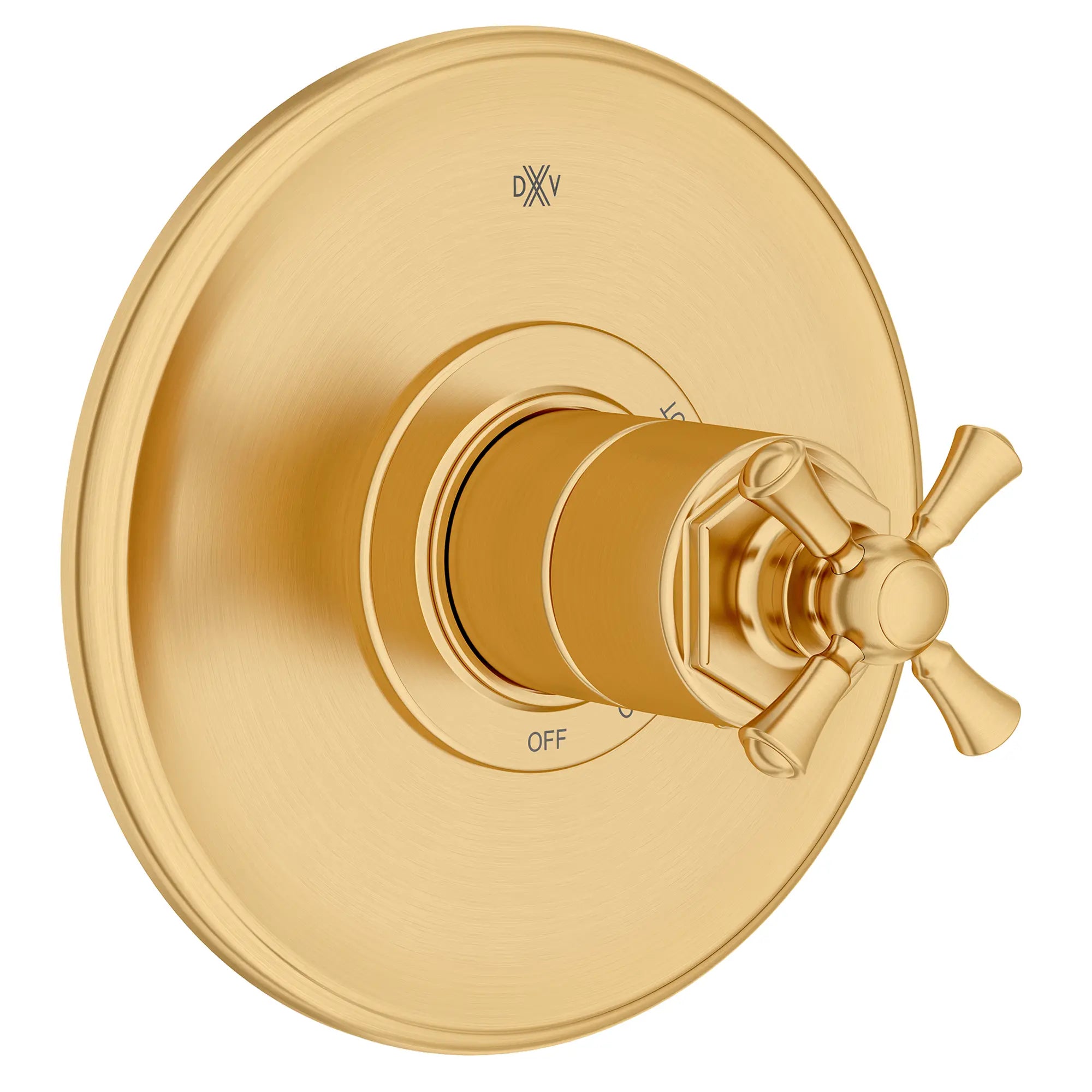 Garniture pour robinet à pression équilibrée Oak Hill avec poignées en croix // SATIN BRASS // 95852_D35155540.427_1_CDNwebp.webp