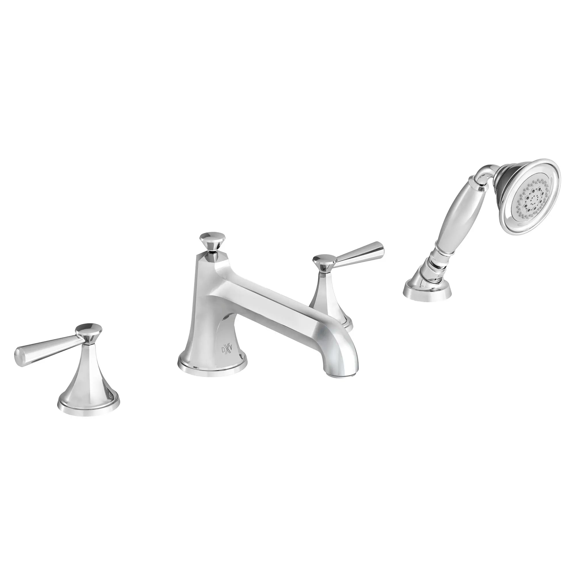 Robinet de bain romain à 2 poignées Fitzgerald avec à douchette et poignées à levier // CHROME POLI // 96057_D35160900100_1_CDNwebp.webp