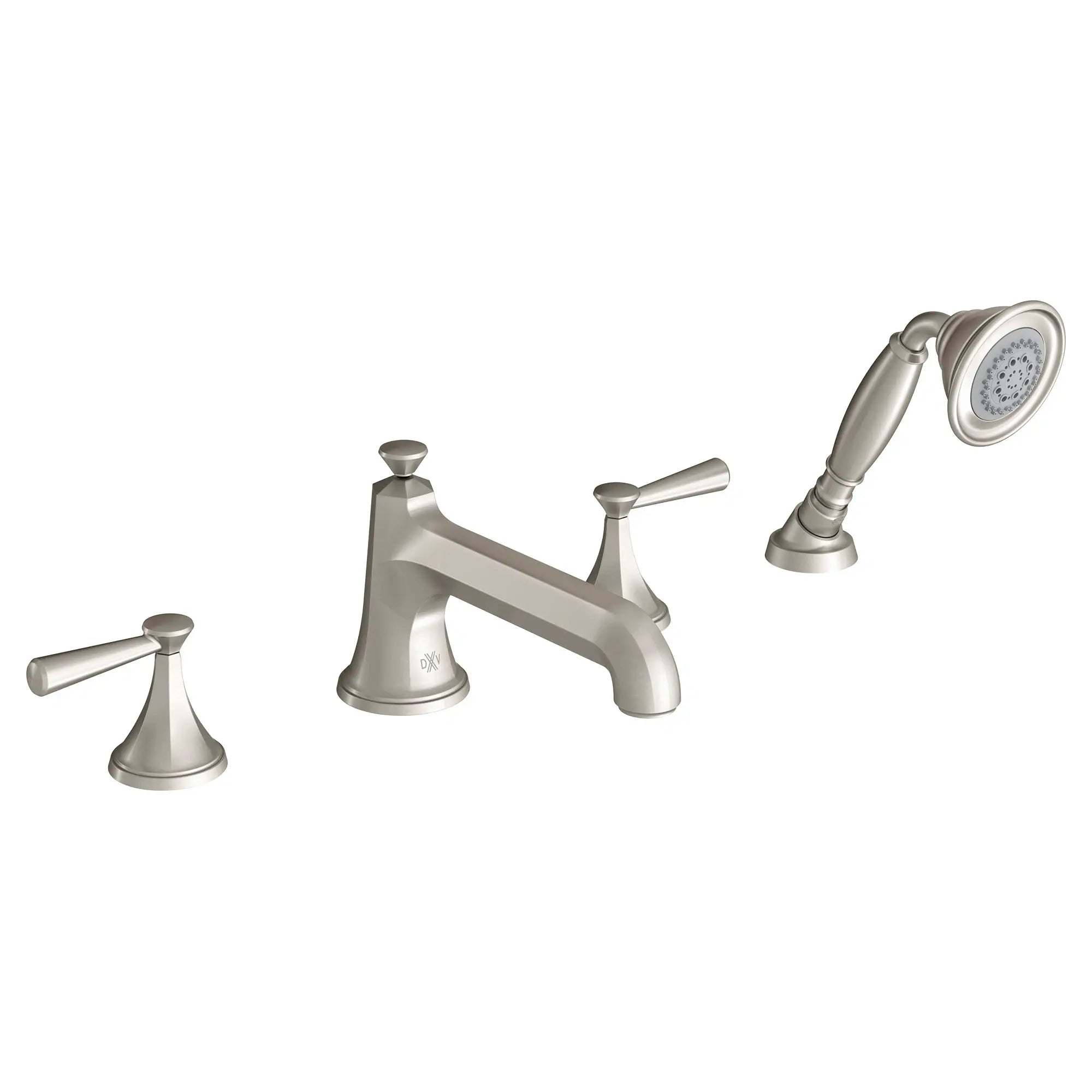 Robinet de bain romain à 2 poignées Fitzgerald avec à douchette et poignées à levier // NICKEL BROSSÉ // 96060_D35160900144_CDNwebp.webp