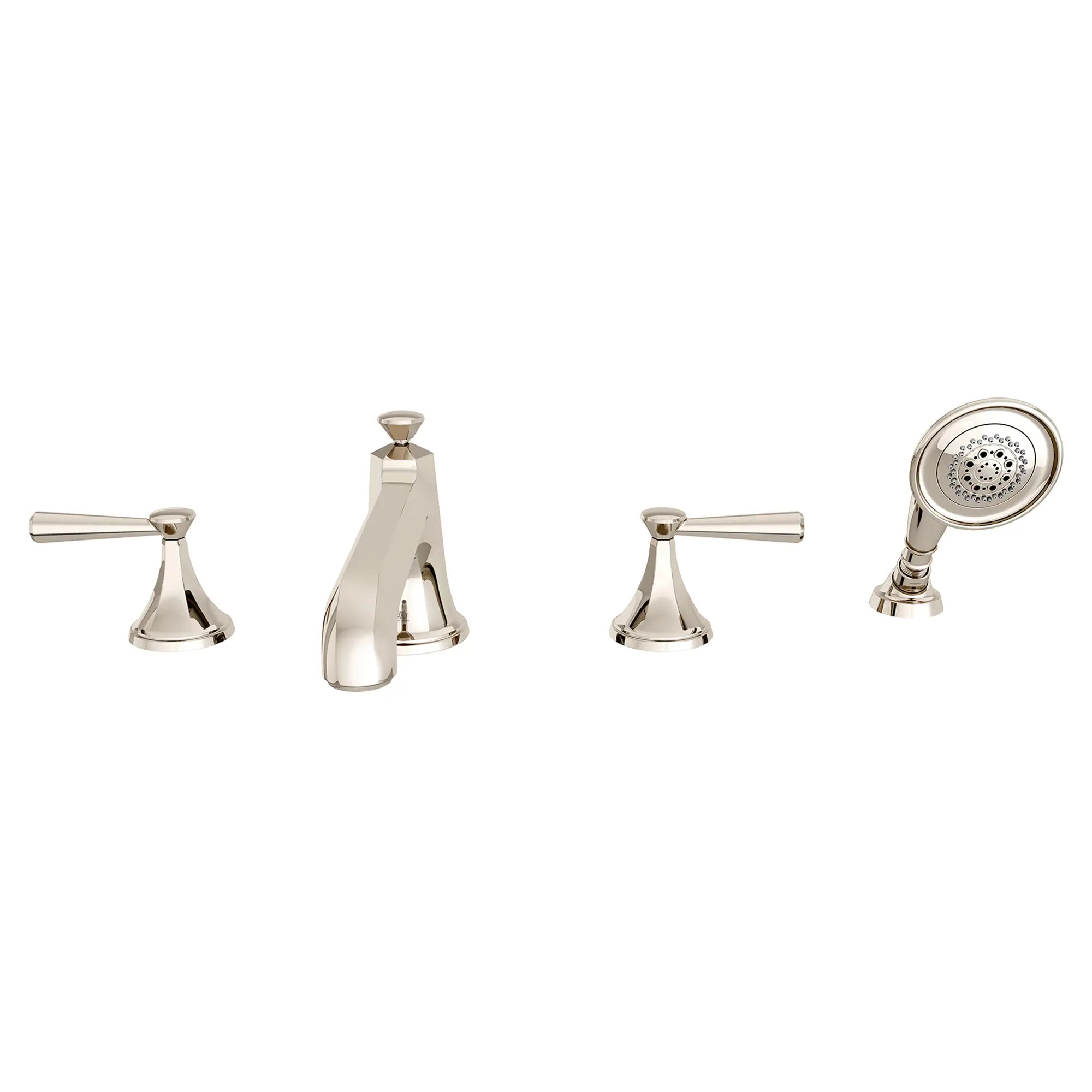 Robinet de bain romain à 2 poignées Fitzgerald avec à douchette et poignées à levier // PLATINUM NICKEL // 96066_D35160900150_1_CDNwebp.webp