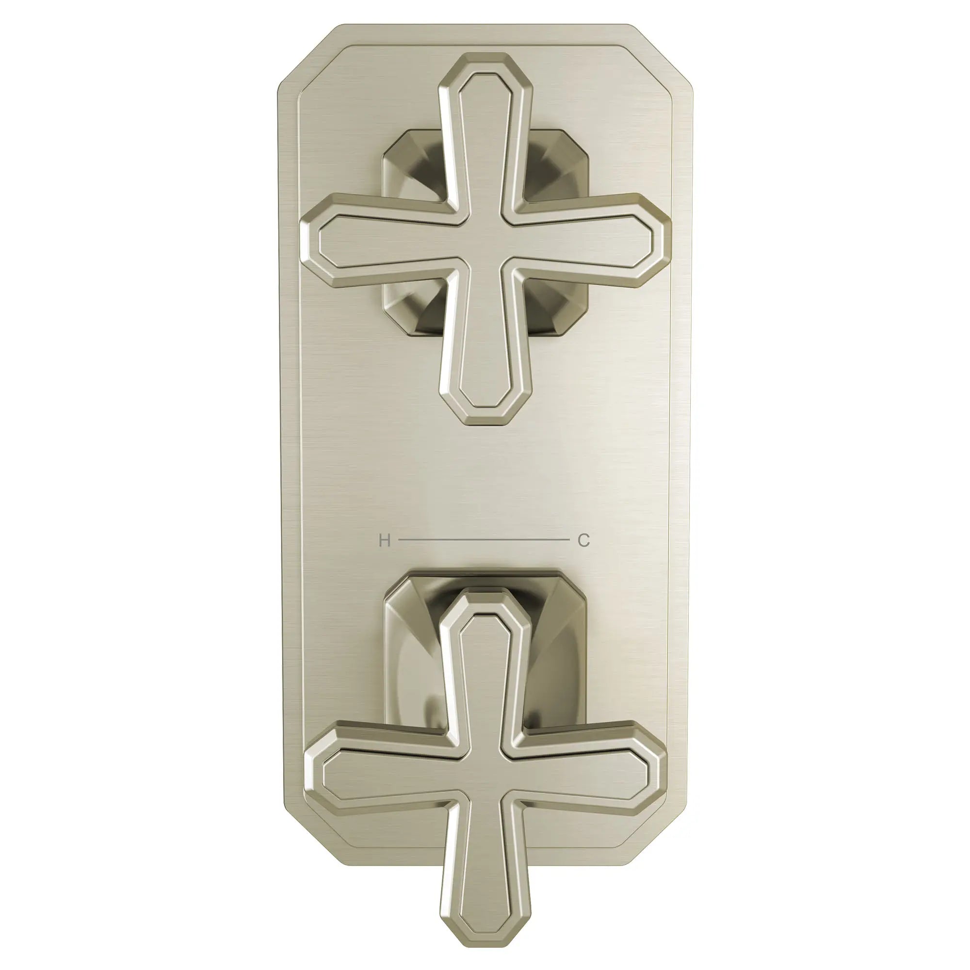 Garniture pour robinet thermostatique à deux poignées Belshire avec poignées en croix // NICKEL BROSSÉ // 96270_D35170528144_CDNwebp.webp