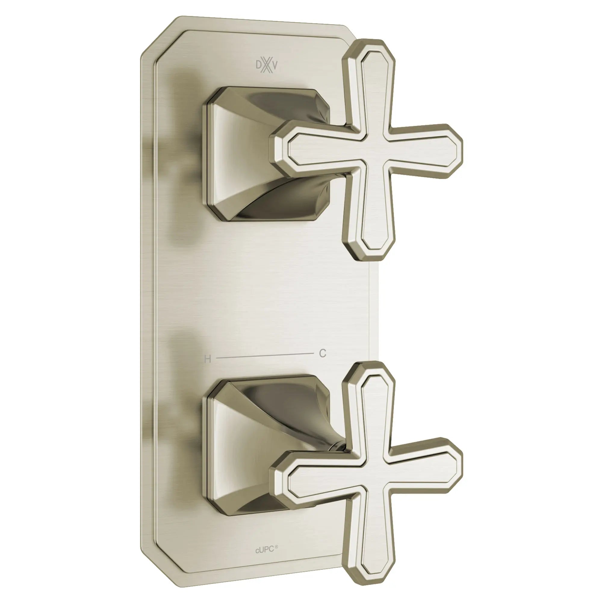 Garniture pour robinet thermostatique à deux poignées Belshire avec poignées en croix // NICKEL BROSSÉ // 96272_D35170528144_1_CDNwebp.webp