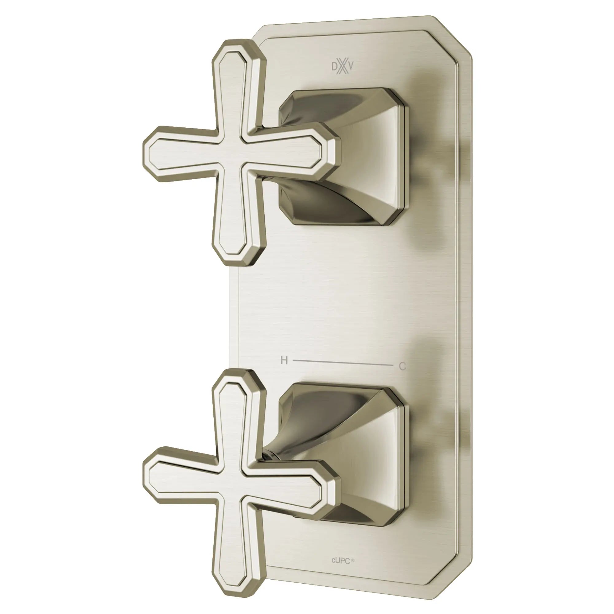 Garniture pour robinet thermostatique à deux poignées Belshire avec poignées en croix // NICKEL BROSSÉ // 96273_D35170528144_2_CDNwebp.webp