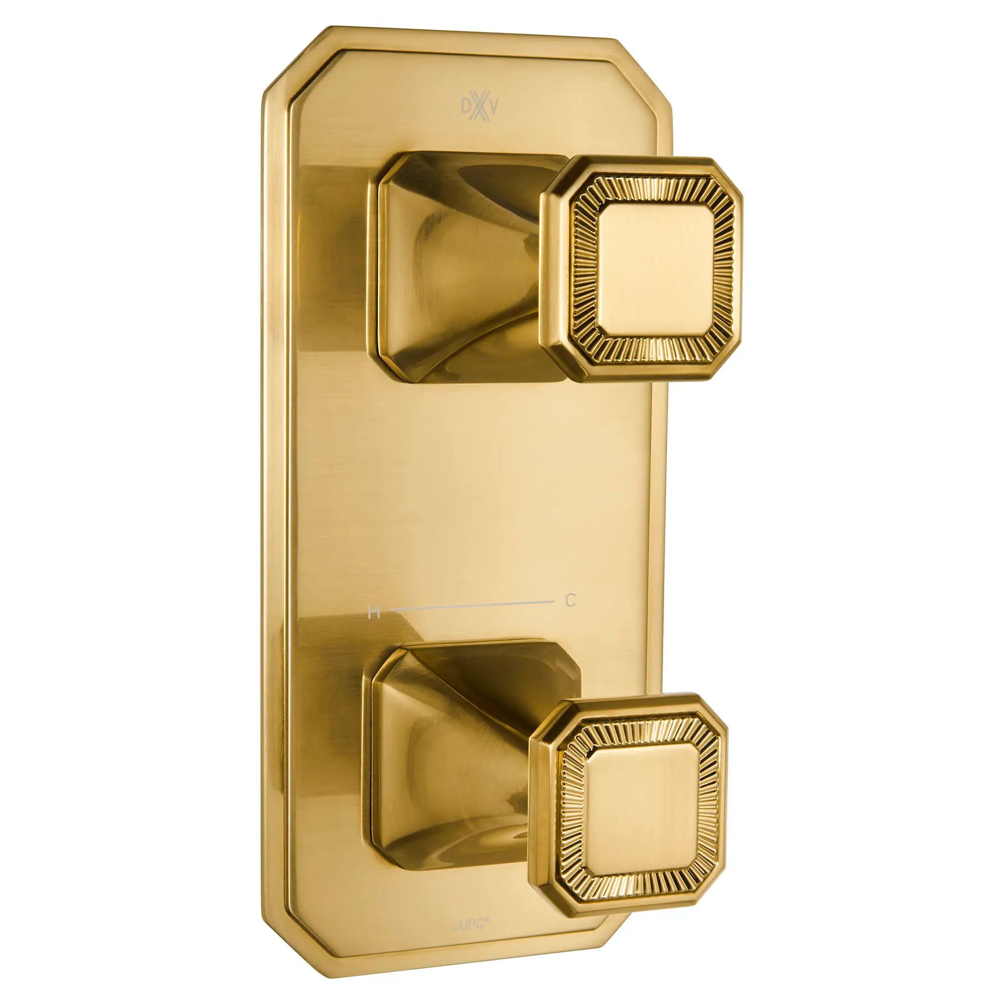 Garniture pour robinet thermostatique à deux poignées Belshire avec poignées pleines // SATIN BRASS // 96306_D35170529427_1_CDNwebp.webp