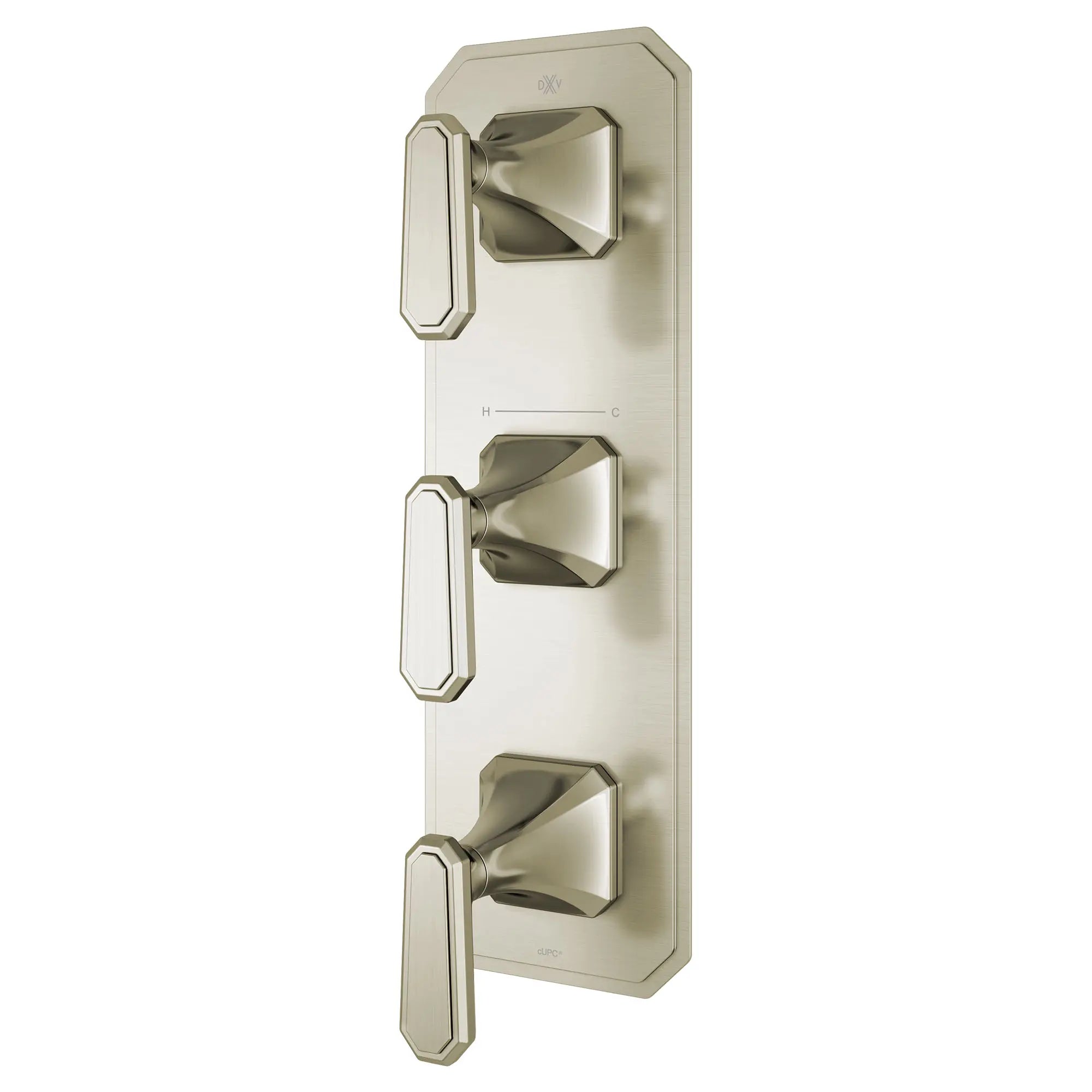 Garniture pour robinet thermostatique à trois poignées Belshire avec poignées à levier // NICKEL BROSSÉ // 96316_D35170537144_2_CDNwebp.webp