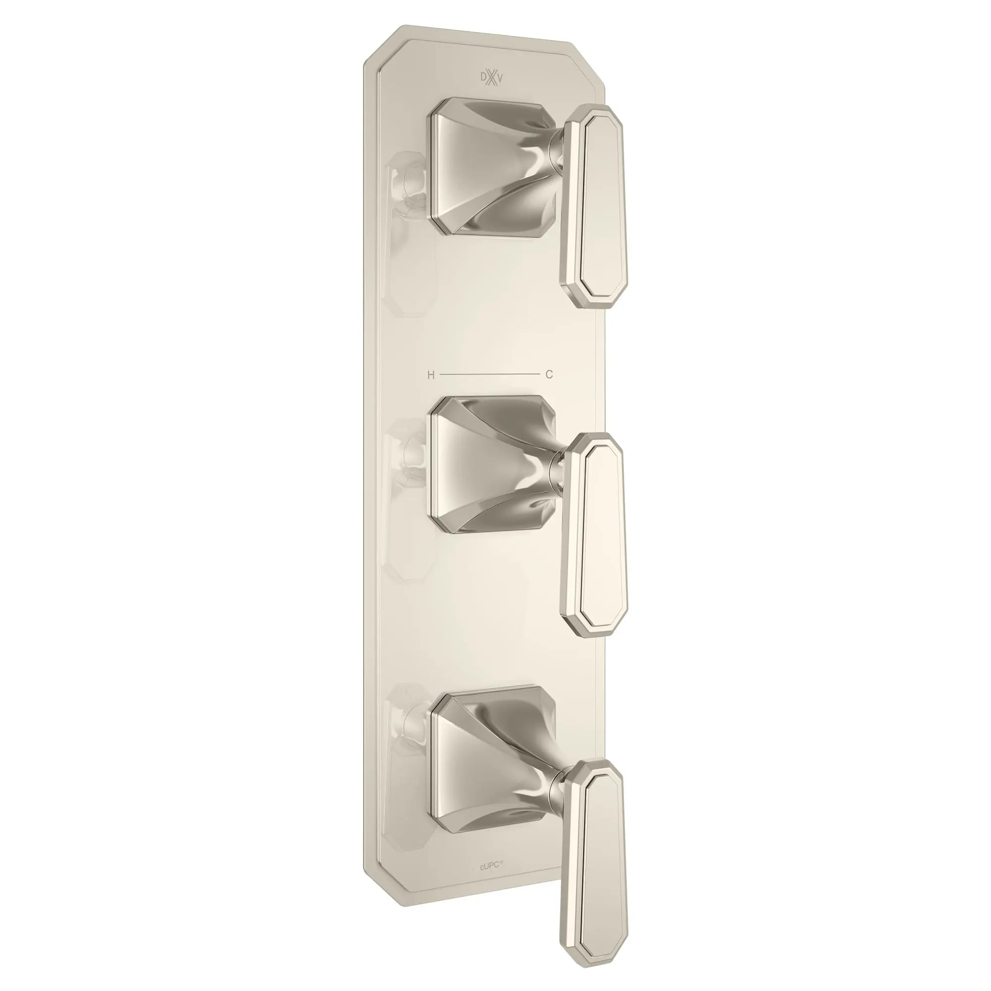 Garniture pour robinet thermostatique à trois poignées Belshire avec poignées à levier // PLATINUM NICKEL // 96323_D35170537150_1_CDNwebp.webp