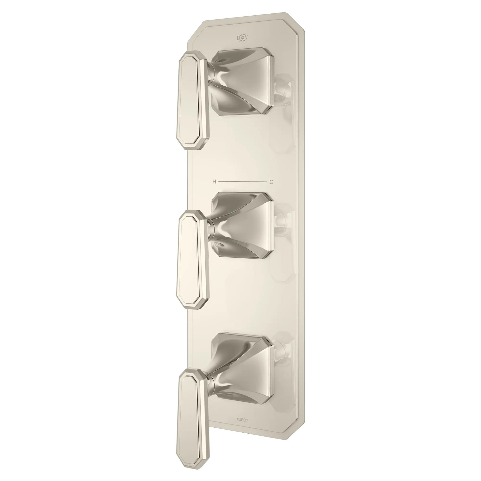 Garniture pour robinet thermostatique à trois poignées Belshire avec poignées à levier // PLATINUM NICKEL // 96324_D35170537150_2_CDNwebp.webp