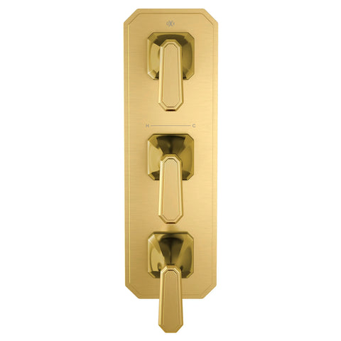 Garniture pour robinet thermostatique à trois poignées Belshire avec poignées à levier