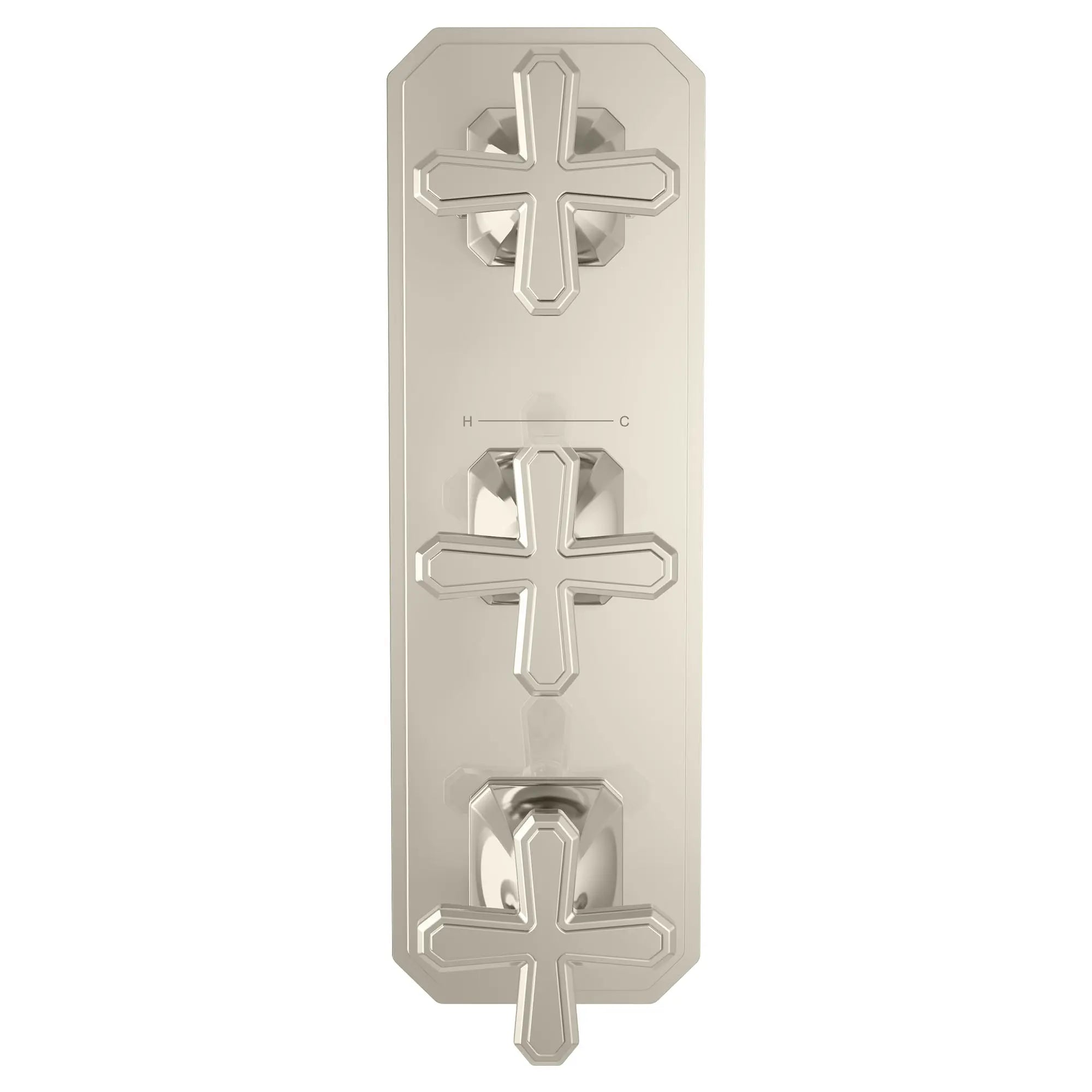 Garniture pour robinet thermostatique à trois poignées Belshire avec poignées en croix // PLATINUM NICKEL // 96351_D35170538150_CDNwebp.webp