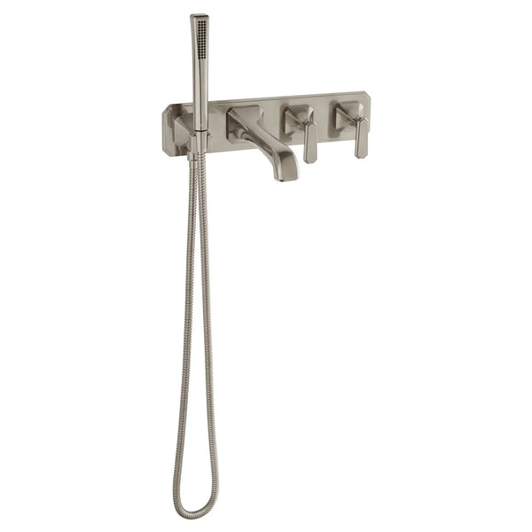 [D35170980.144] Belshire® 2-Handle Wall Mount Bathtub Faucet with Hand Shower and Lever Handles - Polished Chrome