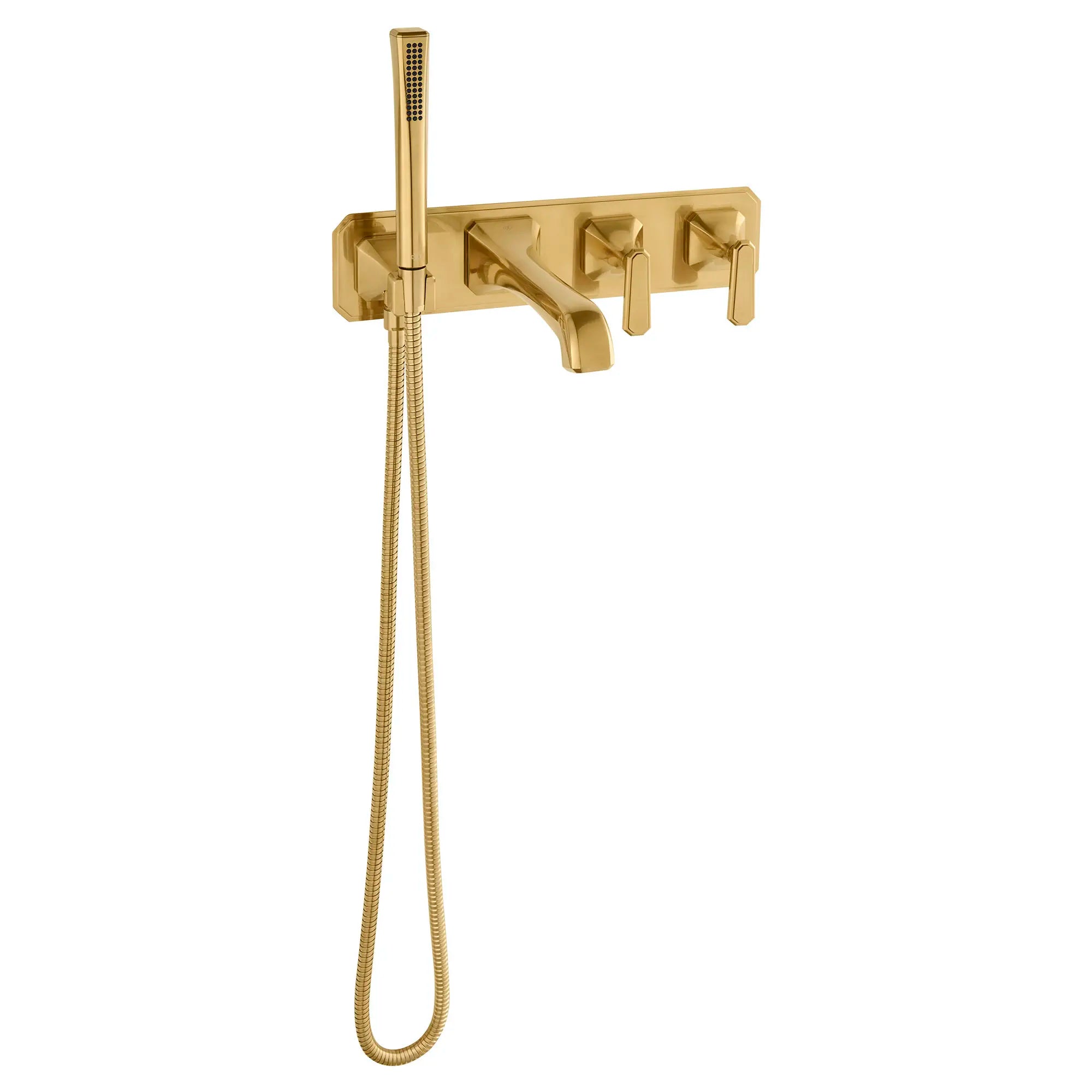 Robinet de bain mural Belshire avec poignées à levier // SATIN BRASS // 96851_D35170980427_1_CDNwebp.webp