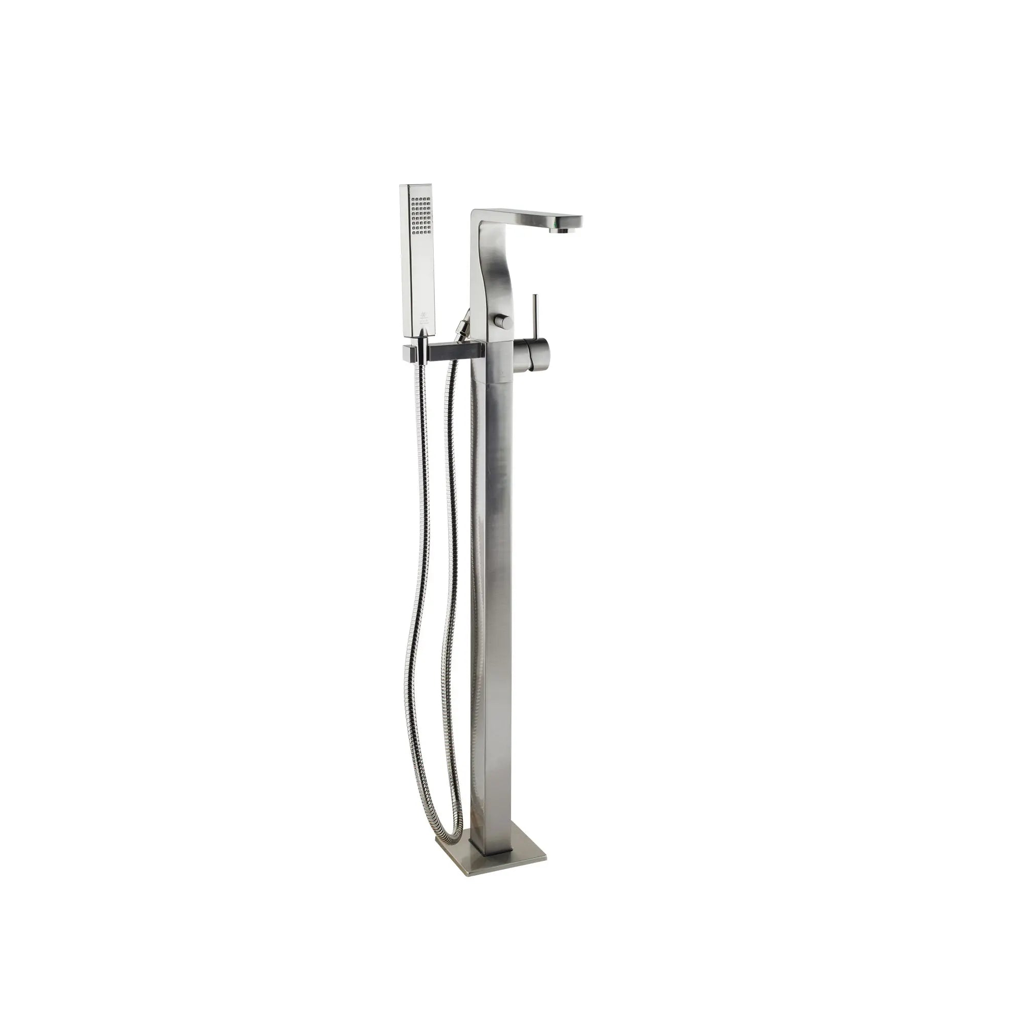 Robinet de bain à installation au plancher Carré avec à douchette et poignée à levier // NICKEL BROSSÉ // 97177_D35900900144_CDNwebp.webp