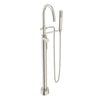 [D3590197C.144] Equility® Round Floor Mount Bathtub Filler with Hand Shower and Lever Handle - Polished Chrome