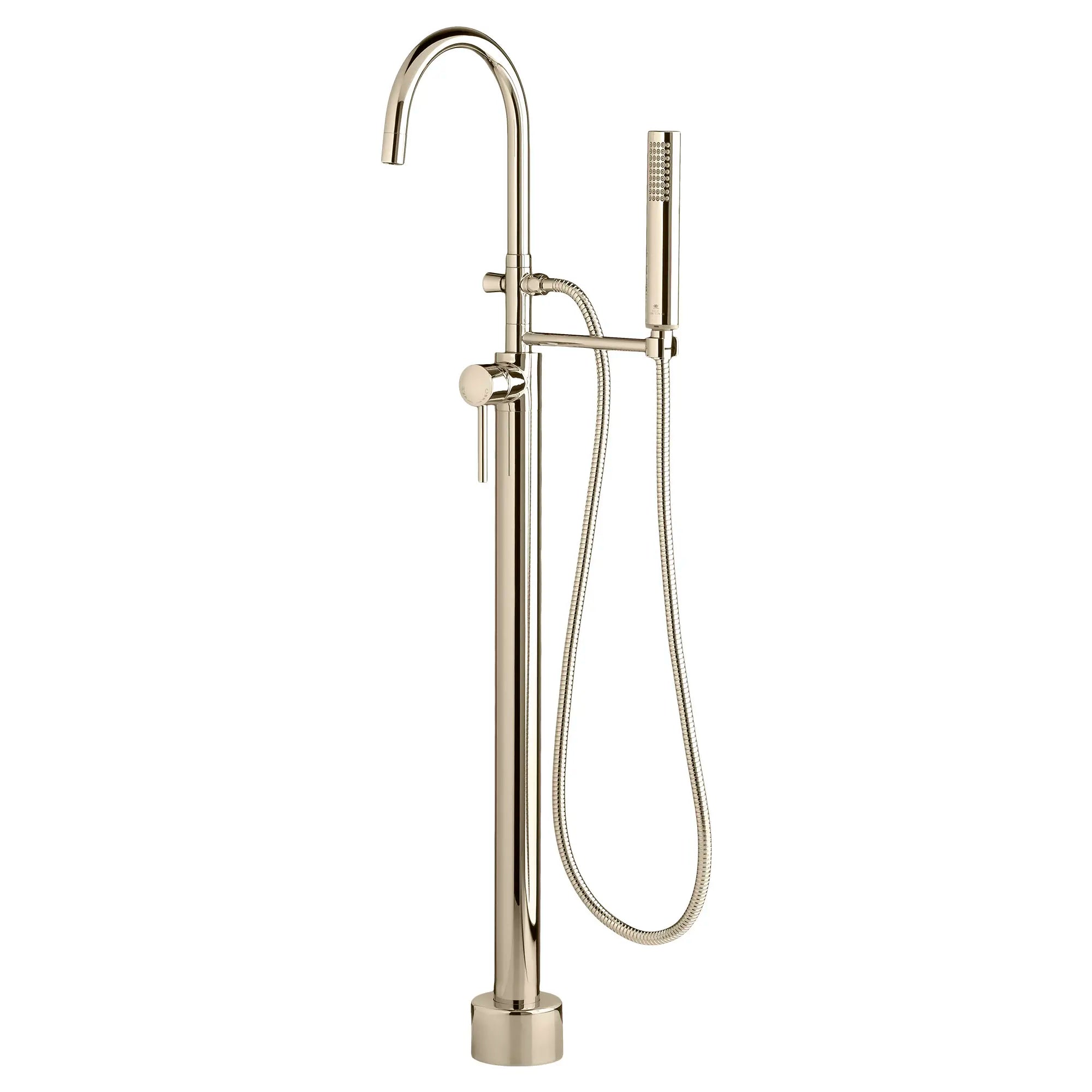 Robinet de bain à installation au plancher Contemporain avec à douchette et poignée à levier // PLATINUM NICKEL // 97184_D3590197C.150_CDNwebp.webp